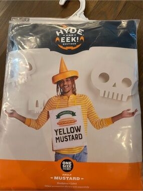 Yellow Mustard Halloween Costume Adult One Size Food Condiment NWT